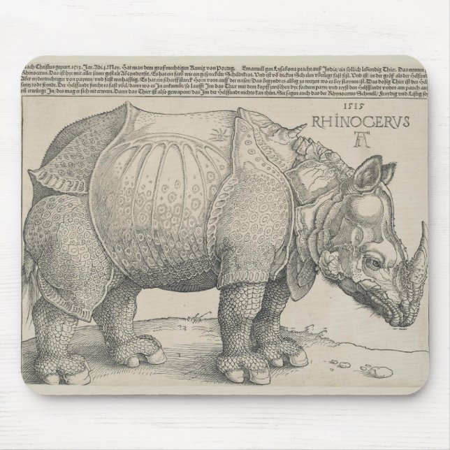 Rhinoceros, Holzschnitt von Albrecht Durer Mousepad (Vorne)