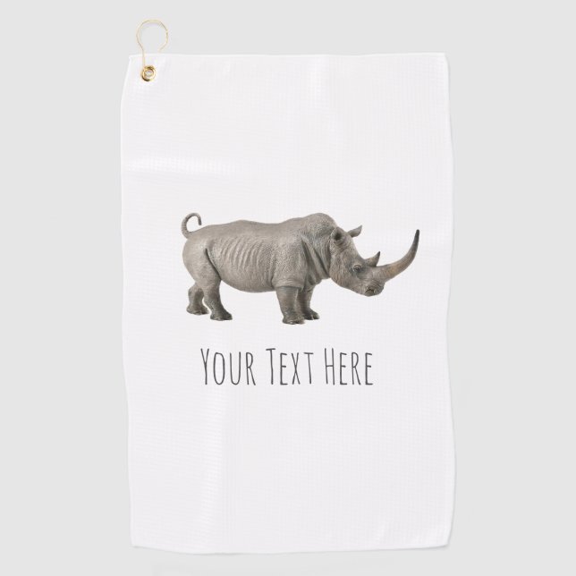 Rhinoceros Illustration Rhino Benutzerdefinierte M Golfhandtuch (Vorderseite)