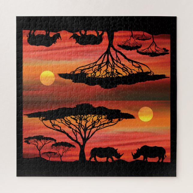 Rhinoceros in Serengeti Sunset (Vertikal)