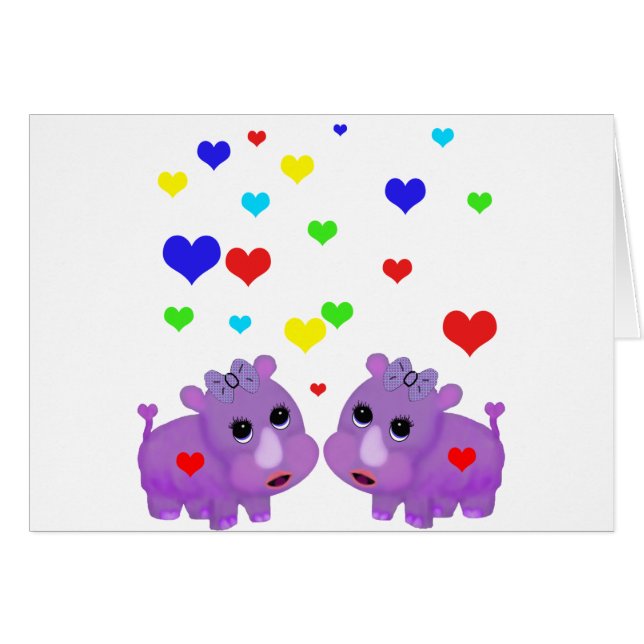 Rhinocéros mignon GLBT de coeur d'arc-en-ciel de (Devant horizontal)