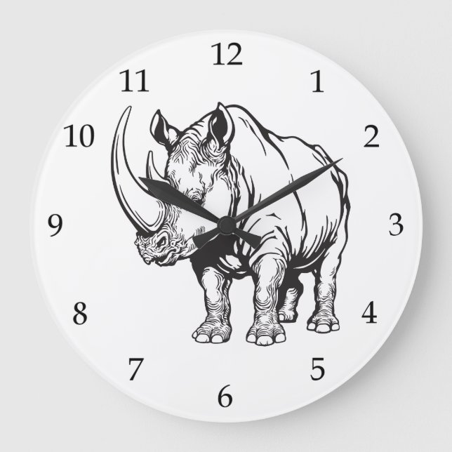 rhinoceros or rhino große wanduhr (Vorderseite)