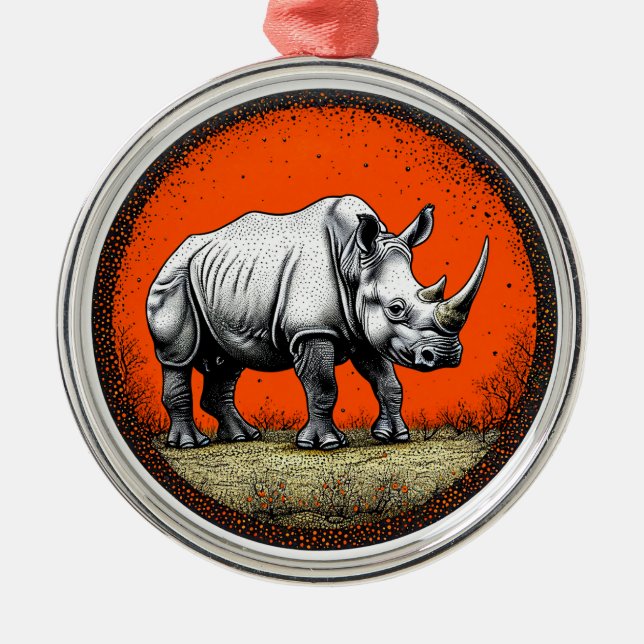 Rhinoceros Ornament Aus Metall (Vorne)