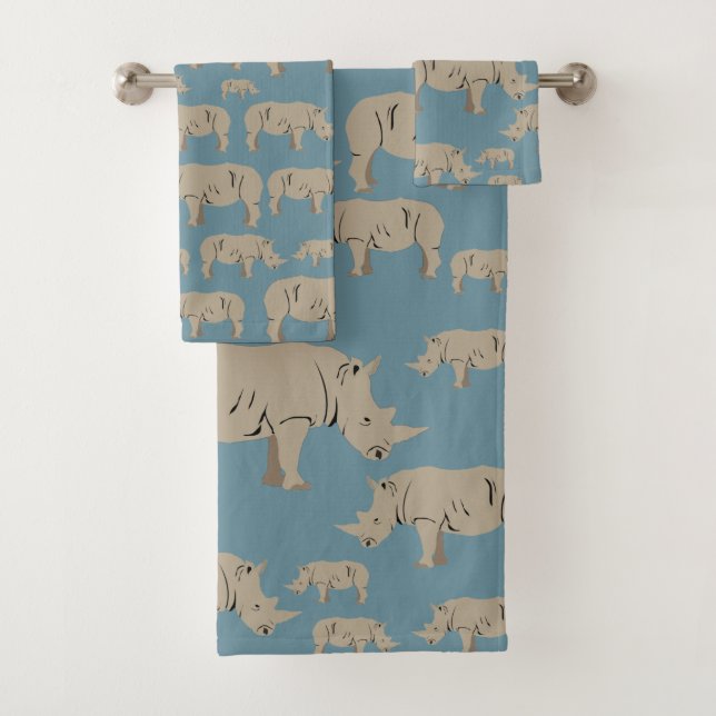 Rhinoceros Rhino Illustrationsmuster Badhandtuch Set (Insitu)