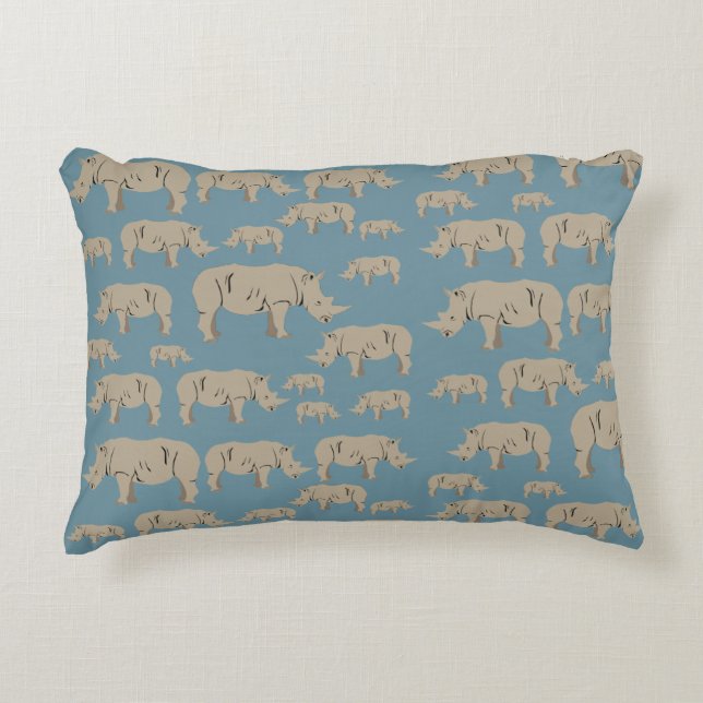 Rhinoceros Rhino Illustrationsmuster Dekokissen (Vorderseite)