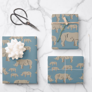 Rhinoceros Rhino Illustrationsmuster Geschenkpapier Set