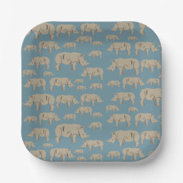 Rhinoceros Rhino Illustrationsmuster Pappteller