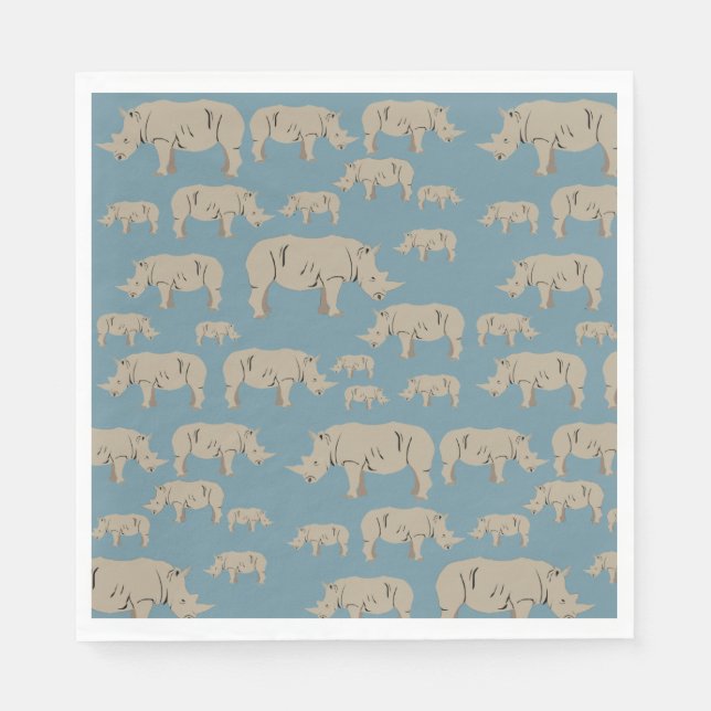 Rhinoceros Rhino Illustrationsmuster Serviette (Vorderseite)
