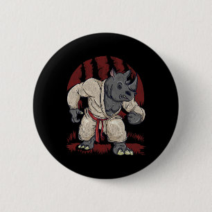 Rhinoceros Rhino Martial Artist Mixed Martial Arts Button