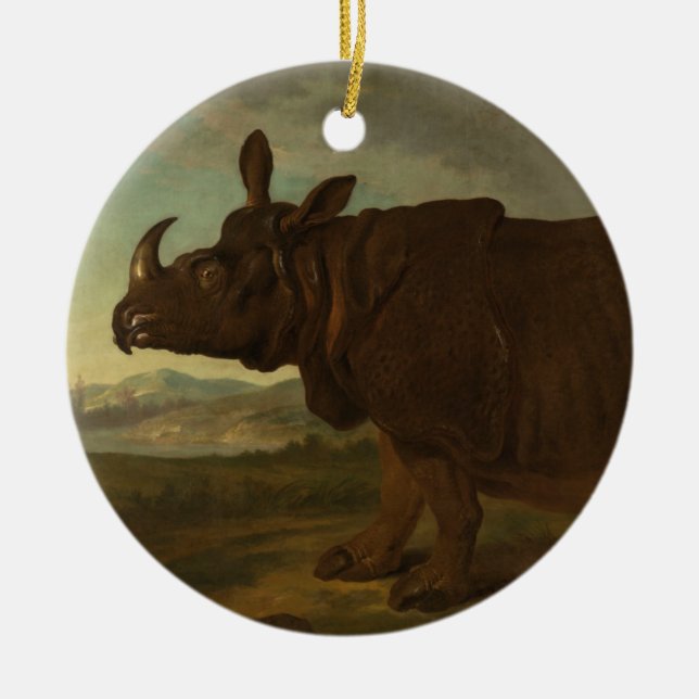 Rhinoceros (Rhino) (Wild Animal) (von J.B. Oudry) Keramik Ornament (Vorne)