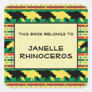 Rhinoceros Safari Weave Muster Quadratischer Aufkleber