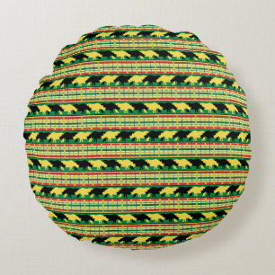 Rhinoceros Safari Weave Muster Rundes Kissen