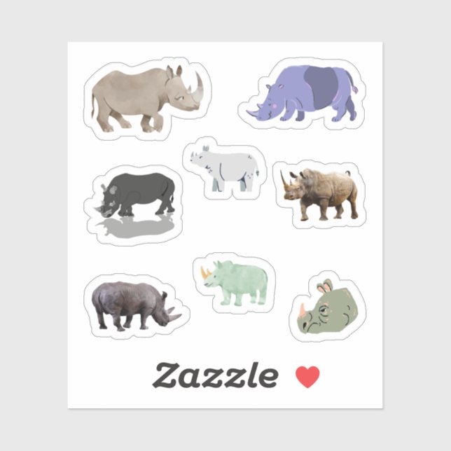Rhinoceros Stickers Aufkleber (Blatt)