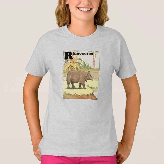 Rhinoceros Story Book Alphabet T-Shirt (Vorderseite)