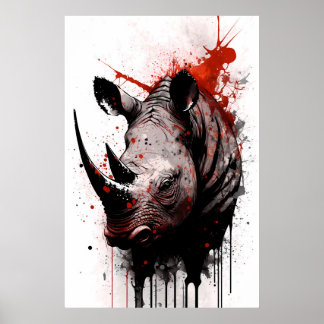 Rhinoceros-Tintenzeichnung Poster