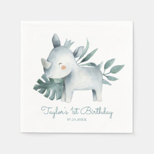 Rhinoceros Tropical Birthday Serviette