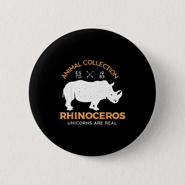 Rhinoceros Unicorns Are Real Funny Animal  Button (Vorderseite)