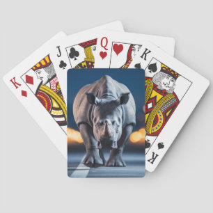 Rhinoceros Wildlife Animal in Street out Spielkarten
