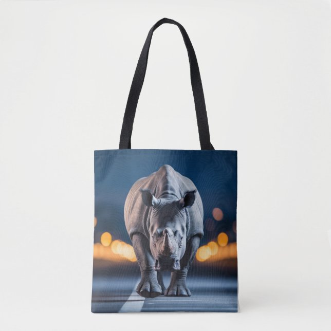 Rhinoceros Wildlife Animal in Street out Tasche (Vorderseite)