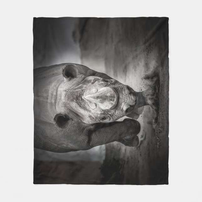 Rhinoceros: Wildtierportrait. Fleecedecke (Vorderseite)