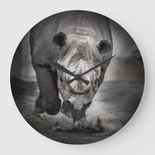 Rhinoceros: Wildtierportrait. Große Wanduhr