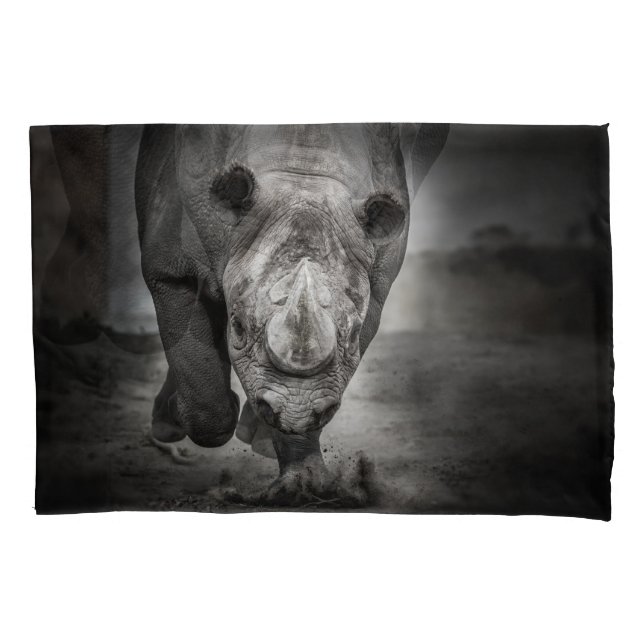 Rhinoceros: Wildtierportrait. Kissenbezug (Vorderseite)