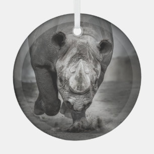 Rhinoceros: Wildtierportrait. Ornament Aus Glas