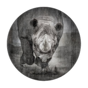 Rhinoceros: Wildtierportrait. Schneidebrett