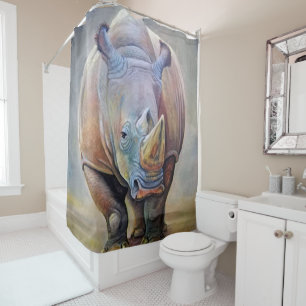 Rhinoliebhaber  Art Niedlich Rhino Portrait Print Duschvorhang
