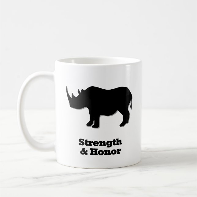Rhinostärke und Ehrenschwarz Kaffeetasse (Links)