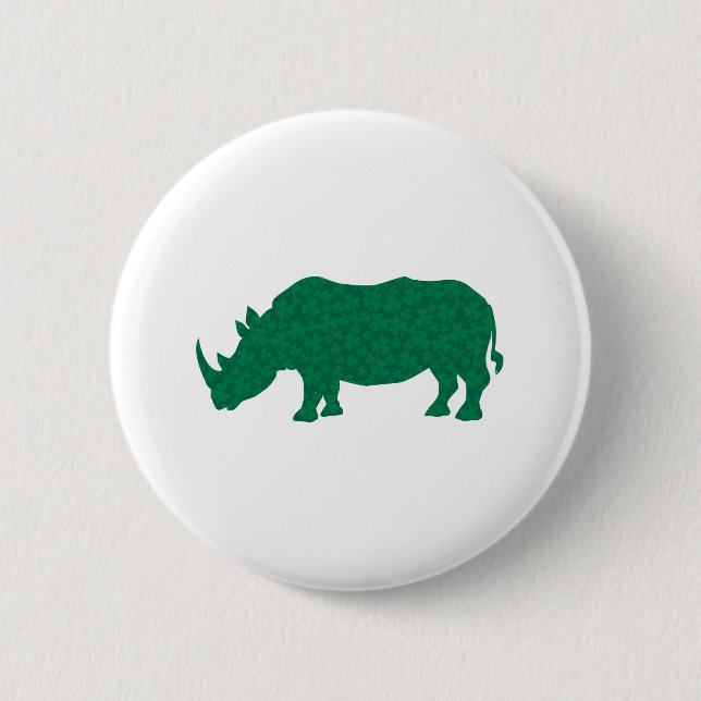 Rhinozeros aus Kleeblättern Button (Vorderseite)