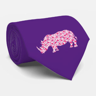 Rhinozeros aus kleinen rosa Herzen der Liebe Krawatte