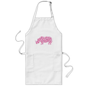Rhinozeros aus kleinen rosa Herzen Lange Schürze