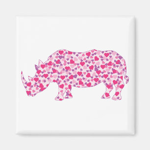 Rhinozeros aus rosa Herzen Magnet
