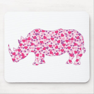 Rhinozeros aus rosa Herzen Mousepad