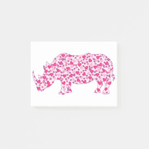 Rhinozeros aus rosa Herzen Post-it Klebezettel