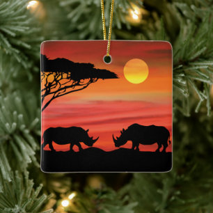 Rhinozeros in den afrikanischen Serengeti Keramikornament