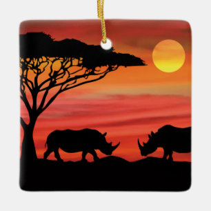 Rhinozeros in den afrikanischen Serengeti Keramikornament