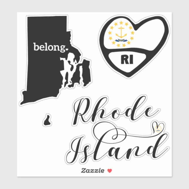 Rhode Island, 3 Designs, Liebe RI, Die Cut Aufkleber (Blatt)