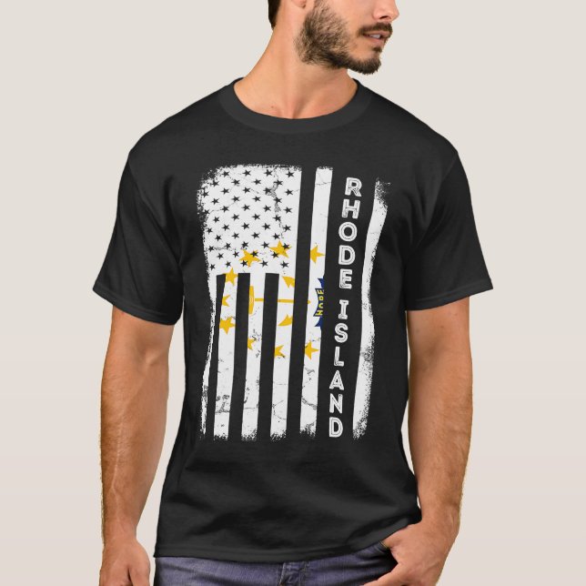 Rhode Island American Flag Home State of Rhode Isl T-Shirt (Vorderseite)