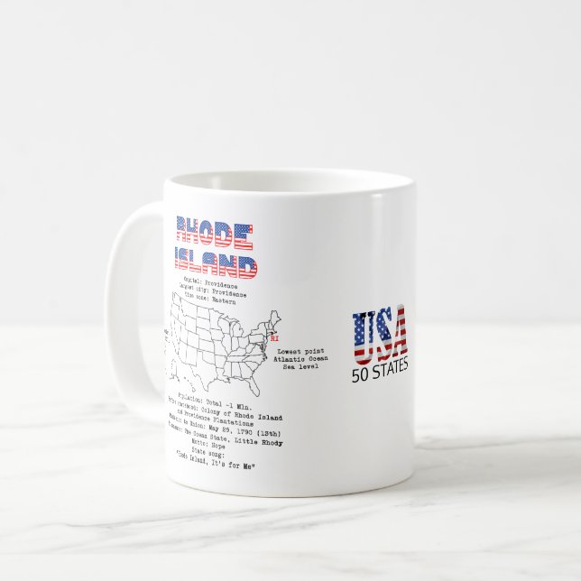 Rhode Island American Staat auf der Karte Kaffeetasse (Vorderseite Links)