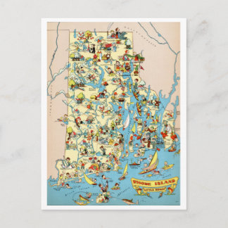 Rhode Island and Providence Plantations Funny Map Postkarte