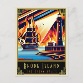 Rhode Island | Art Deco Postkarte