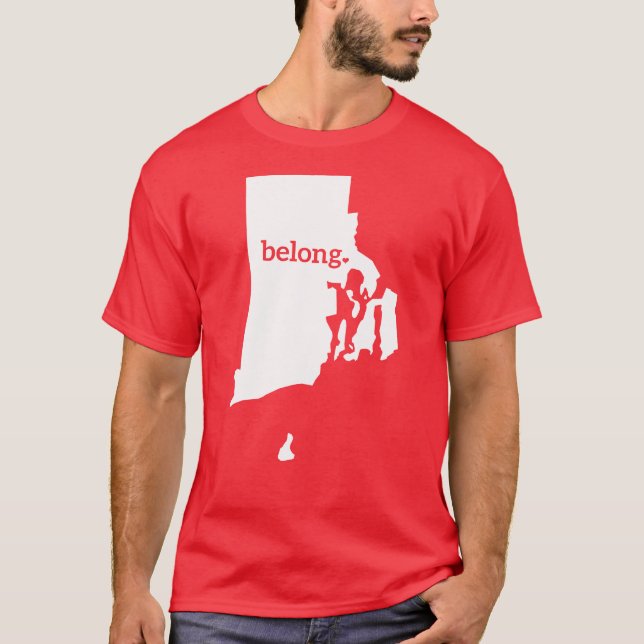 Rhode Island Belong Staat Karte T-Shirt (Vorderseite)