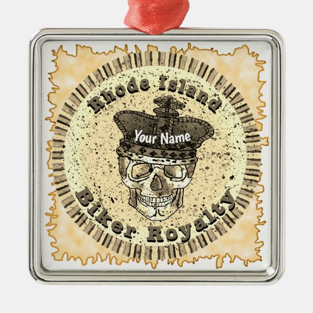 Rhode Island Biker  Ornament Aus Metall (Vorne)