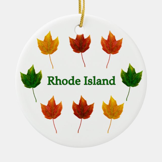 Rhode Island (Blätter des roten Ahorns) Keramikornament (Vorne)