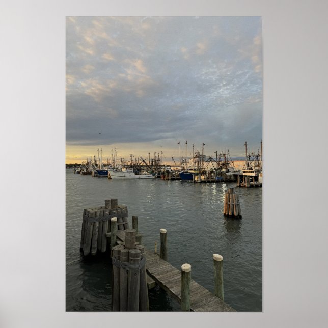 Rhode Island Boote bei Sonnenuntergang Poster (Vorne)