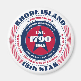 Rhode Island Circle Typografy Souvenir Magnet