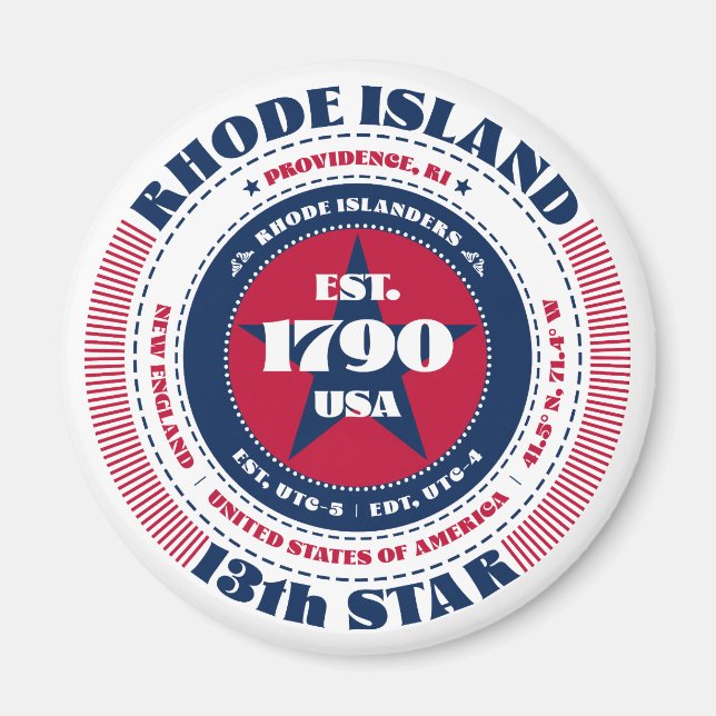 Rhode Island Circle Typographie Souvenir Magnet (Devant)