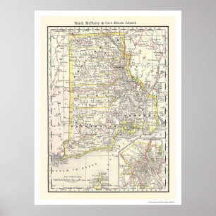 Rhode Island Eisenbahn-Karte 1875 Poster