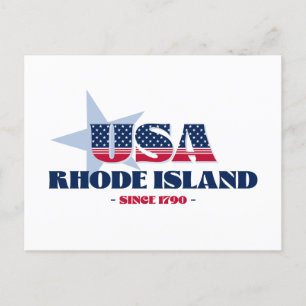 Rhode Island en carte postale rouge, blanche et bl